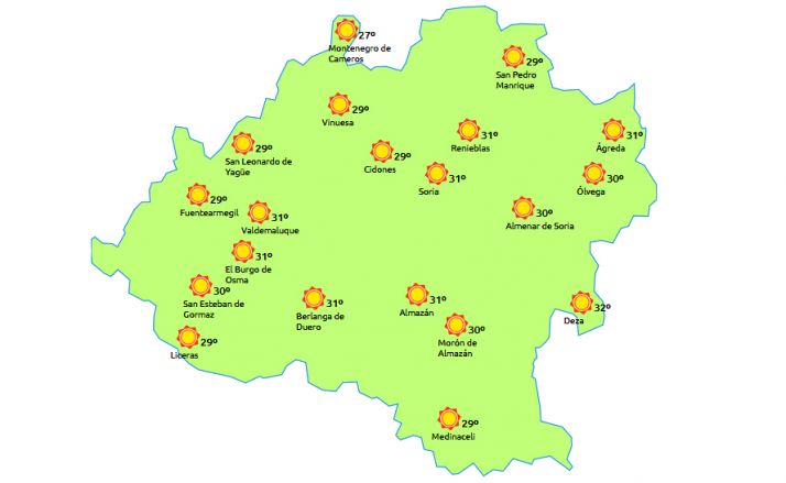 Previsión a las 14:00 horas. /eltiempo.es