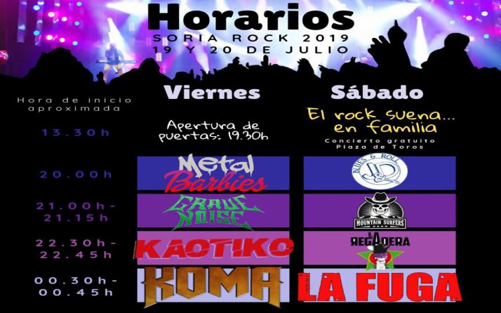 Los horarios para esta edición. 