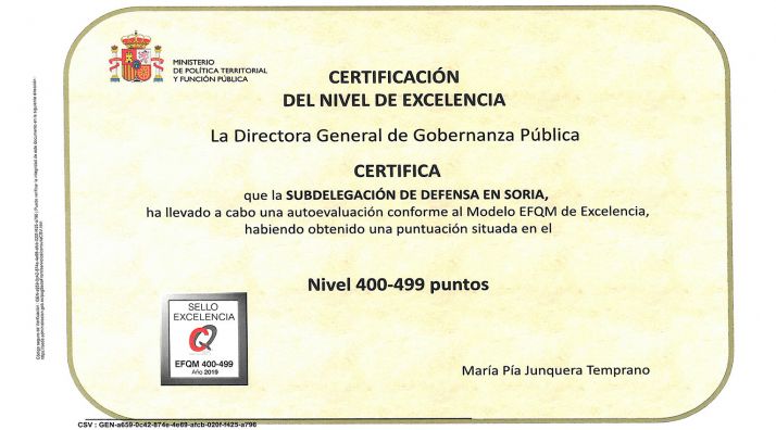 La Subdelegación de Defensa obtiene el Sello de Excelencia +400