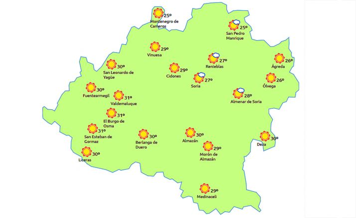 Previsión a las 15:00 horas. /eltiempo.es