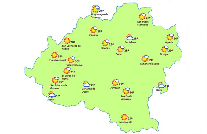 Previsión a las 14:00 horas. /eltiempo.es