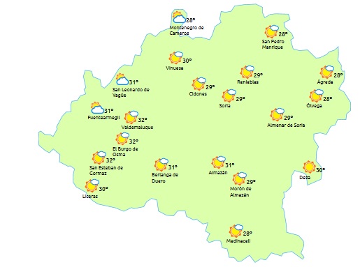 Calor con posibles chubascos o tormentas de evolución