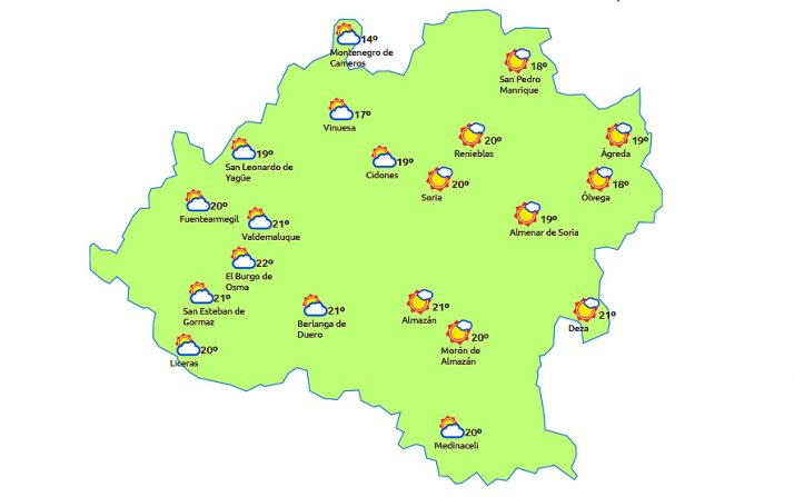 El pronóstico a las 15:00 horas. /eltiempo.es