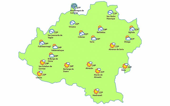Previsión a las 14:00 horas. /eltiempo.es