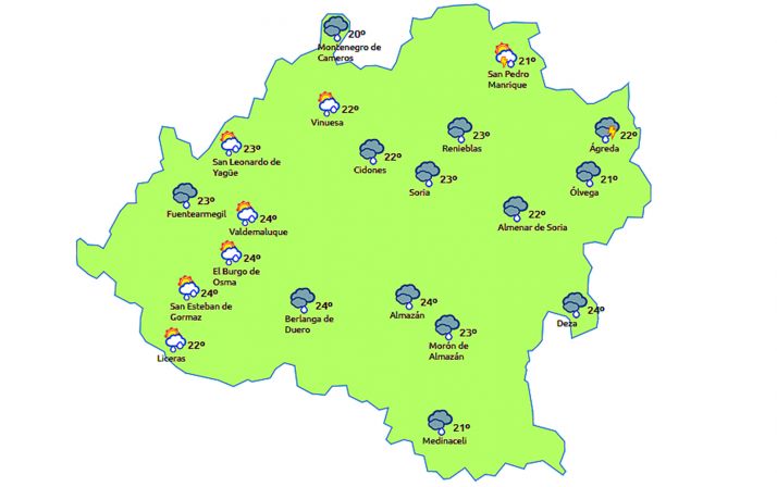 El pronóstico a las 15:00 horas. /eltiempo.es
