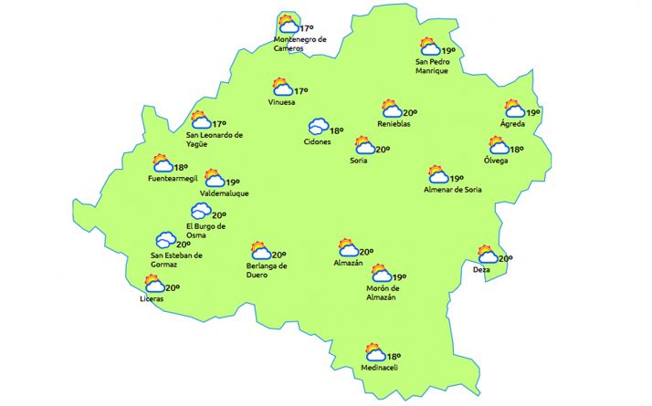 Previsión a las 14:00 horas. /eltiempo.es