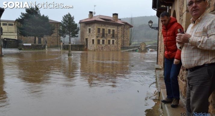 Imagen de una inundación en Salduero por la crecida de los afluentes Triguera y Arlanza. /SN