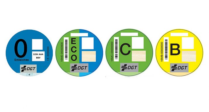 Distintivos ambientales de la DGT. 
