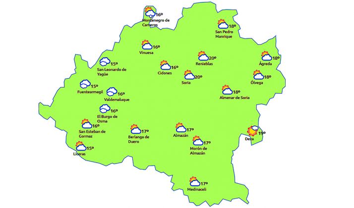El pronóstico a las 15:00 horas. /eltiempo.es