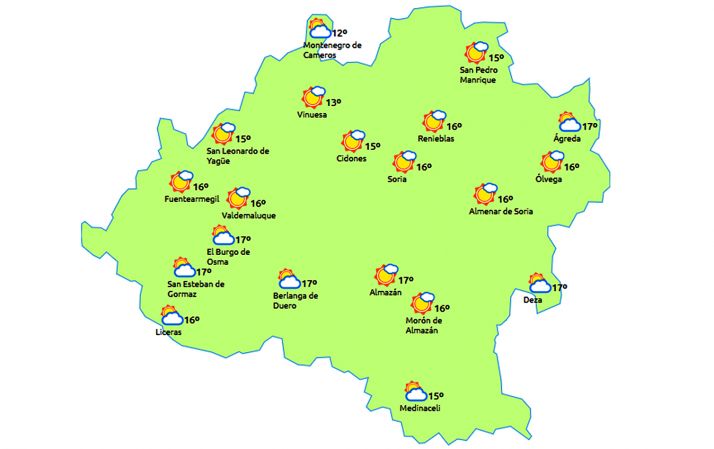 El pronóstico a las 15:00 horas. /eltiempo.es