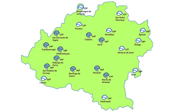 Previsión a las 14:00 horas. /eltiempo.es