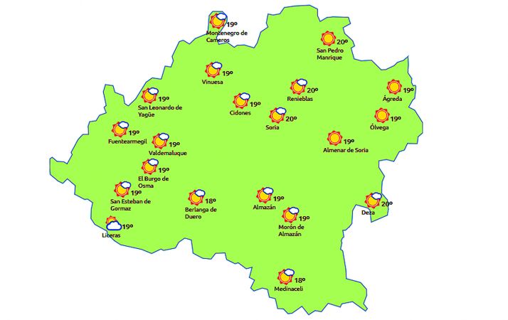Previsión a las 14:00 horas. /eltiempo.es