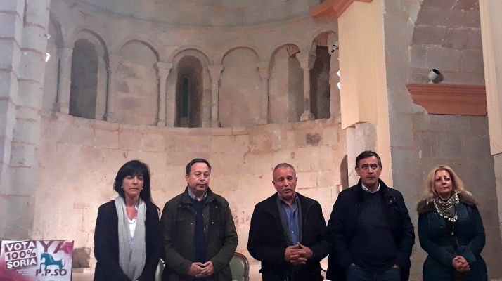 Los candidatos de la PPSO este martes en Almazán. 