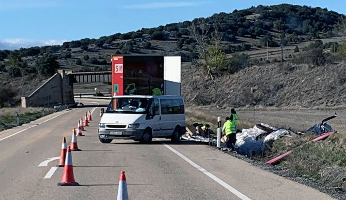 El lugar del accidente en la N-234. 