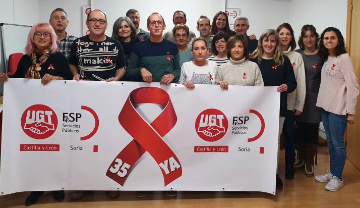 Miembros de la Federación de servicios públicos del sindicato en Soria. 