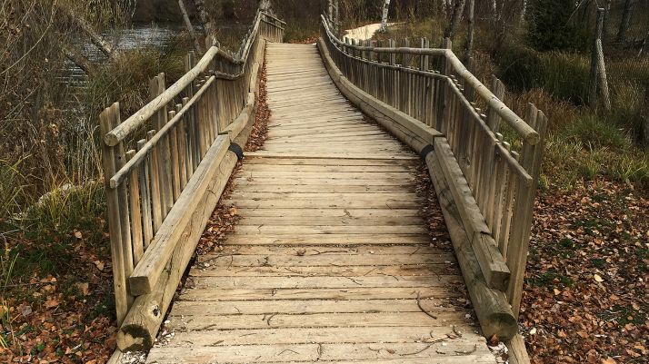 Imagen del estado de una de las pasarelas sobre el río. 