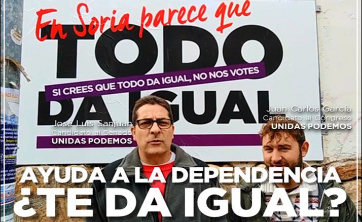 Sanjuán y García con el lema de la jornada previa al 10-N. 