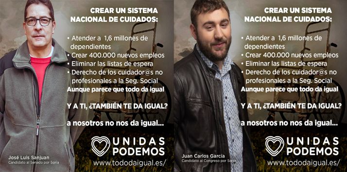 Los lemas de UP Soria para esta jornada electoral de jueves. 