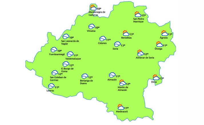 Previsión a las 14:00 horas. /eltiempo.es