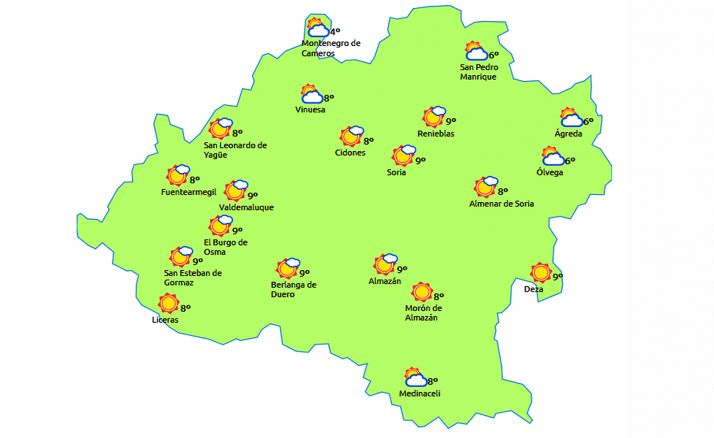 El pronóstico a las 14:00 horas. /eltiempo.es