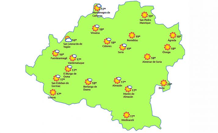 Previsión a las 14:00 horas. /eltiempo.es