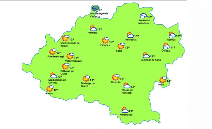 La previsión a las 14:00 horas. /eltiempo.es