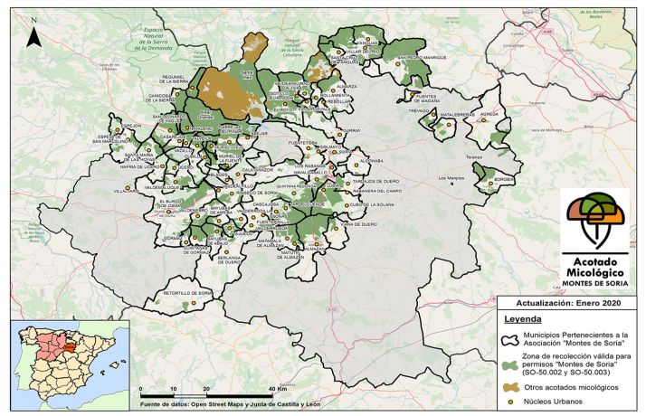 Mapa Montes de Soria y otros acotados con fecha de enero de 2020. 