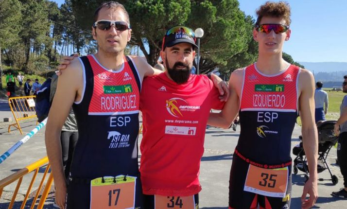 El trío soriano en la prueba de Poio. 