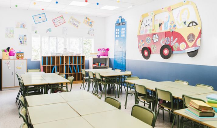 Un aula de Educación Primaria sin alumnado. 