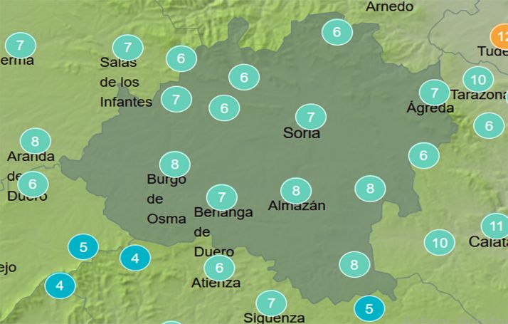 Temperaturas a las 14:00 horas. /AEMET