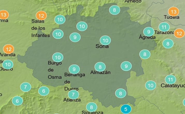 Pronóstico de temperaturas a las 15:00 horas. /AEMET