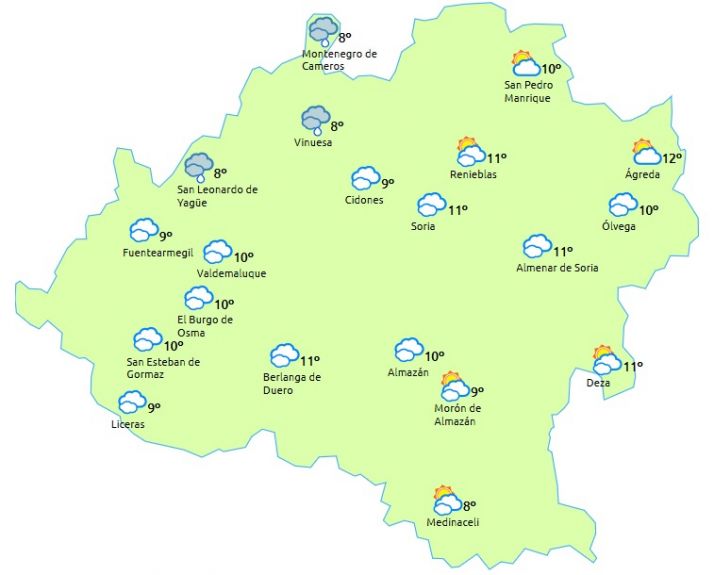Temperaturas en descenso y posibles chubascos durante la tarde