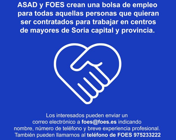 Continúa activa la bolsa de empleo para residencias de FOES y ASAD, que ha gestionado 50 demandas en 12 días