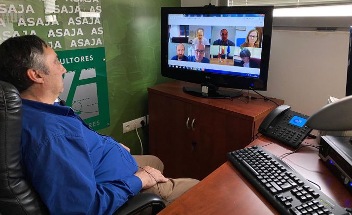 Gómez, durante la videoconferencia. /ASAJA Soria