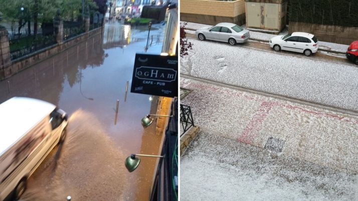Una tormenta anega el centro de Soria y deja blanco Camaretas