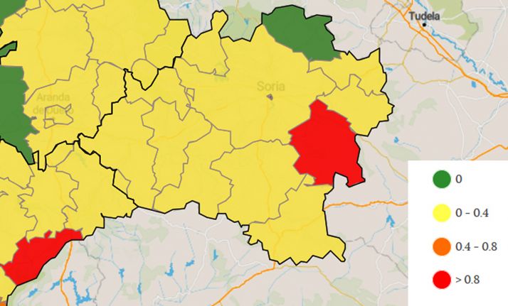 Mapa de los contagios en los últimos 7 días. 