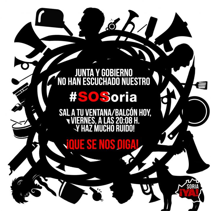 Soria Ya convoca una manifestación desde las ventanas a las 20:08