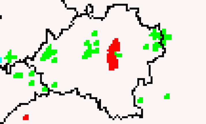 Una imagen de la intensidad de las descargas en las últimas tormentas.