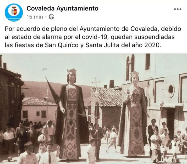 Covaleda suspende sus fiestas de San Quirico y Santa Julita