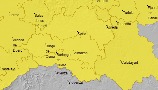 A partir de las 14:00 horas, todo Soria en alerta por lluvia y tormentas