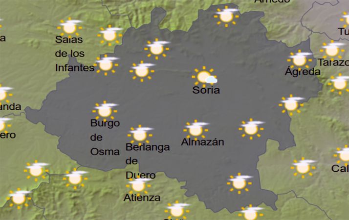 Previsión del cielo a las 13:00 horas. /AEMET
