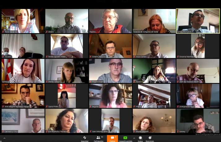 Una imagen de la videoconferencia mantenida a instancias del PP soriano con Rocío Lucas. 