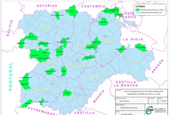 Zonas Básicas de Salud de Castilla y León que pasan a la Fase I 