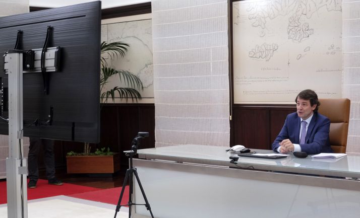 Alfonso Fernández Mañueco, en la videoconferencia de clausura. /Jta.