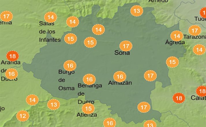Sensación térmica a las dos de la tarde. /AEMET