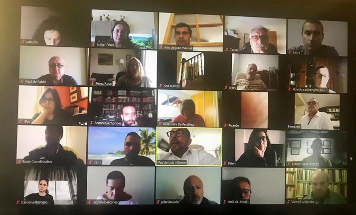 Algunos de los participantes en la conferencia online de los socialistas sorianos. 