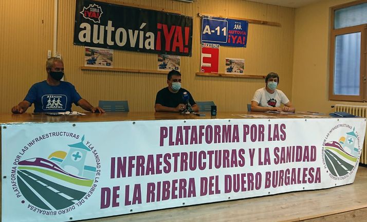 Representantes de los tres colectivos en rueda de prensa esta tarde de jueves. /Soria Ya