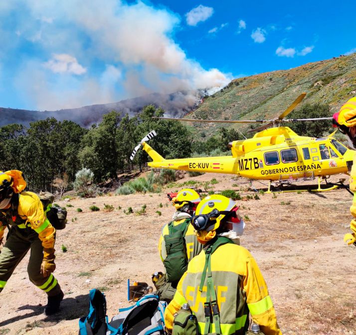 La BRIF de Lubia colabora en la extinción de un incendio en Cáceres