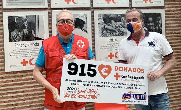 Modesto Fernández (izda.) y Esteban Clavaguera con el cheque.  