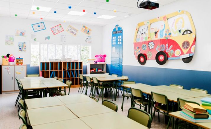 Un aula de Educación Primaria sin alumnado.